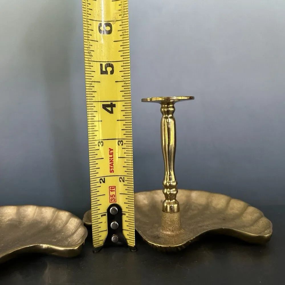VTG Solid Brass Clam Shell Curtain Tiebacks Holdbacks Drapery Hardware Pair